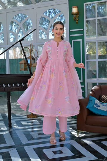 Mul Cotton three piece dupatta set