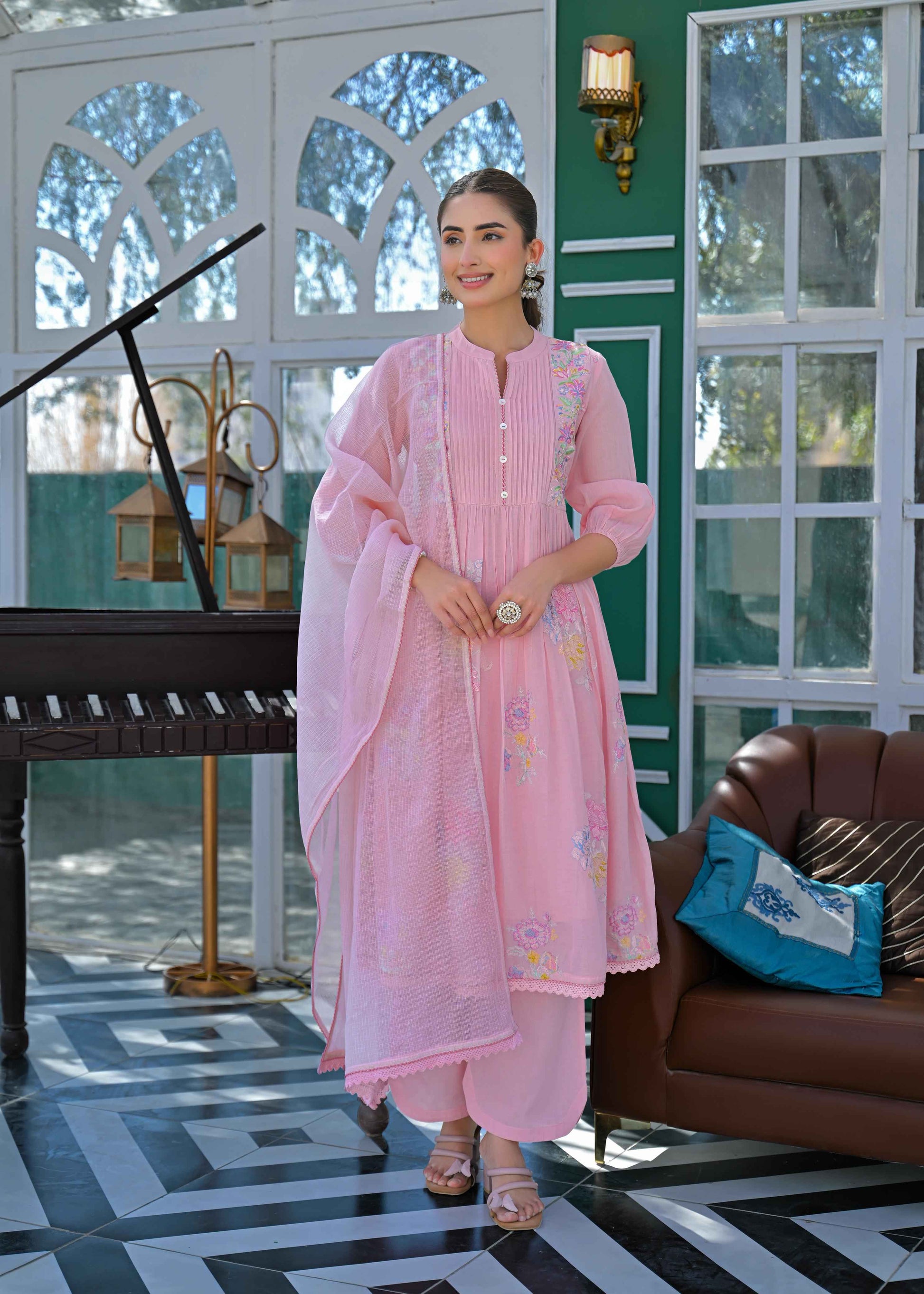Mul Cotton three piece dupatta set