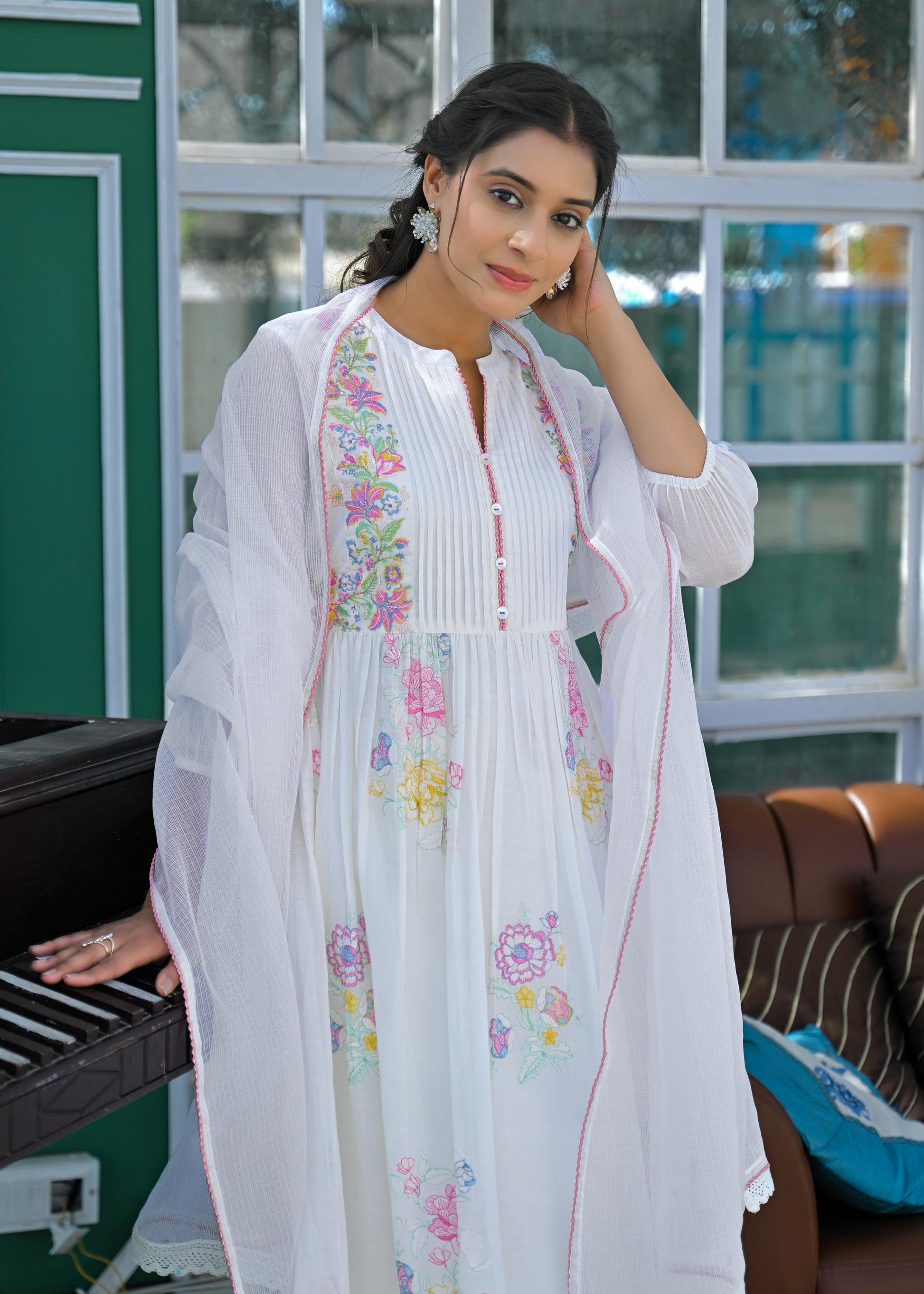 Mul Cotton three piece dupatta set