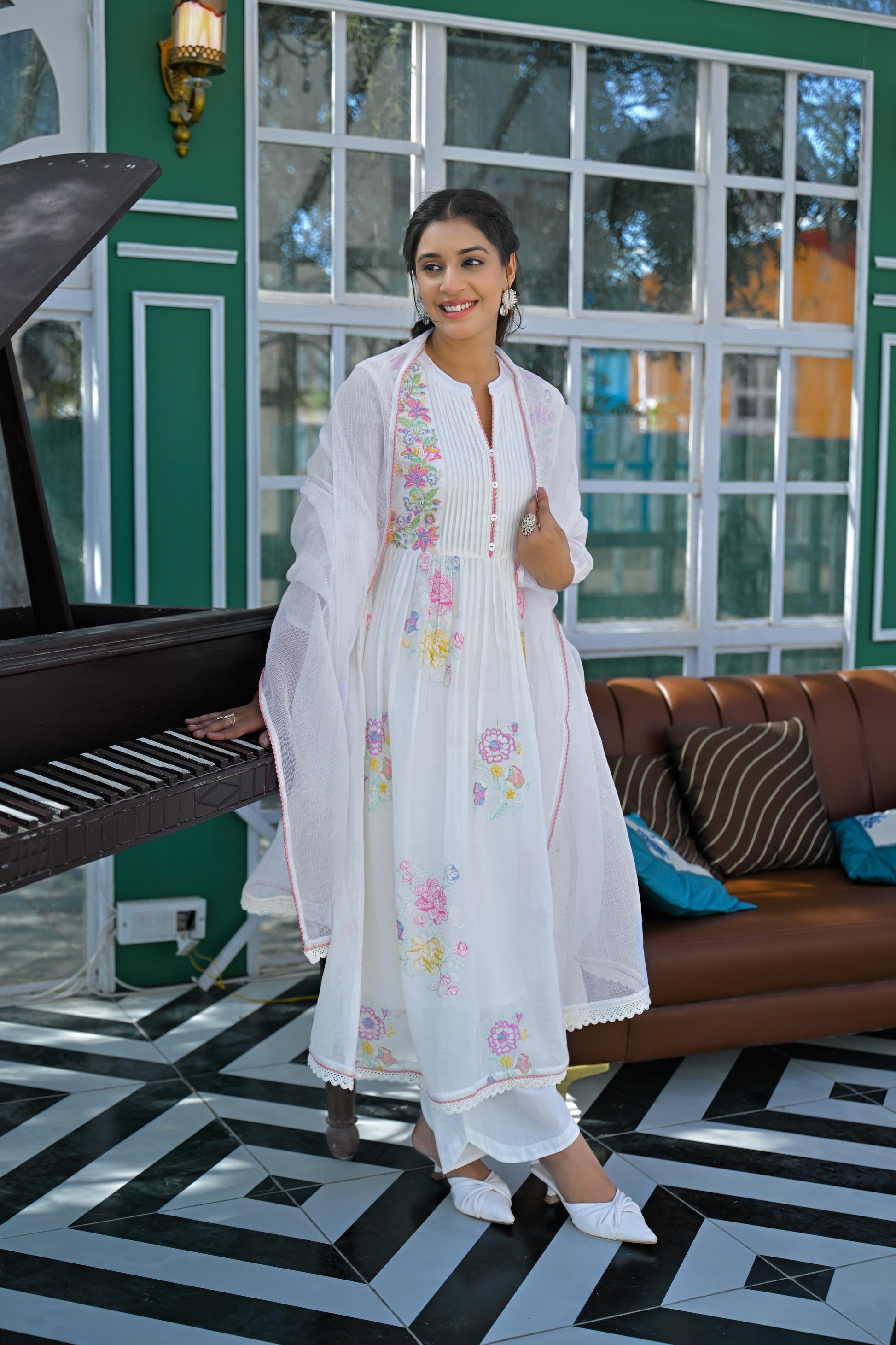 Mul Cotton three piece dupatta set