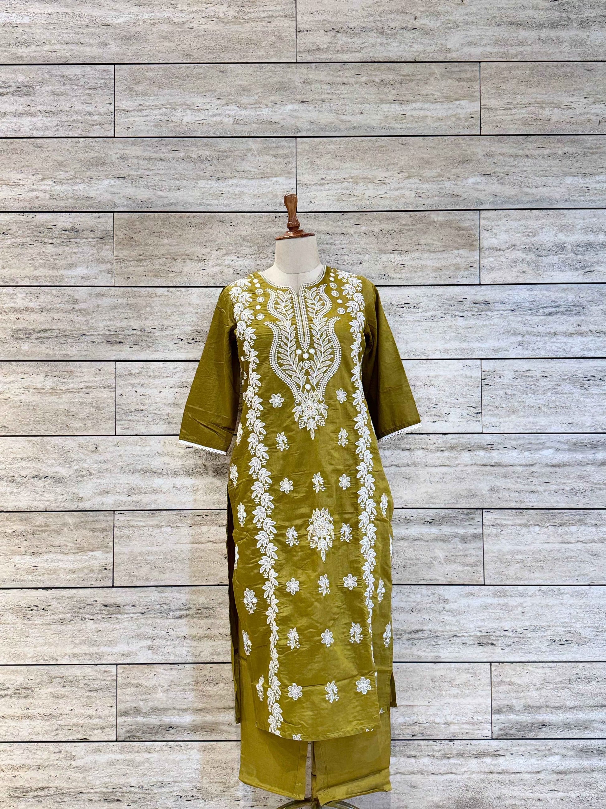 Pure Chanderi Silk With Embroidery Dupatta Set