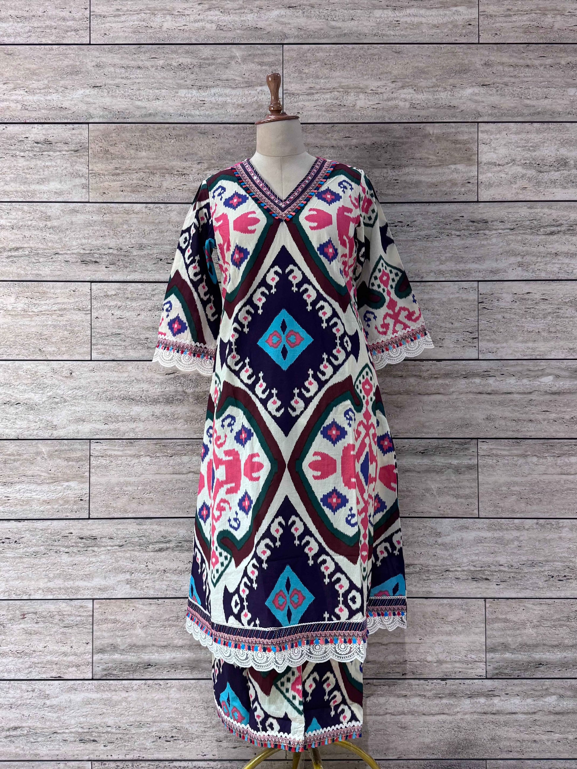 Ikkat Print Cotton Suit - CS039