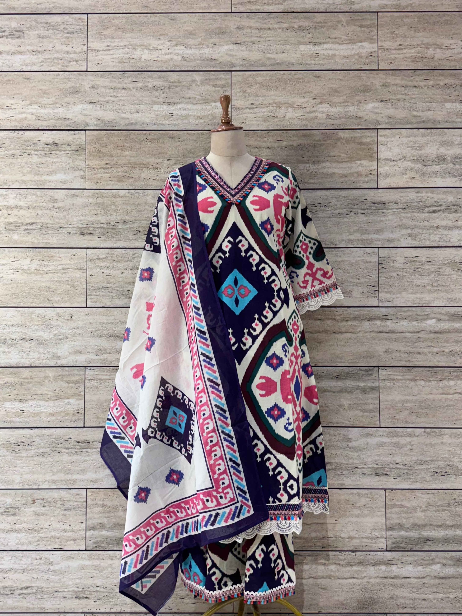 Ikkat Print Cotton Suit - CS039