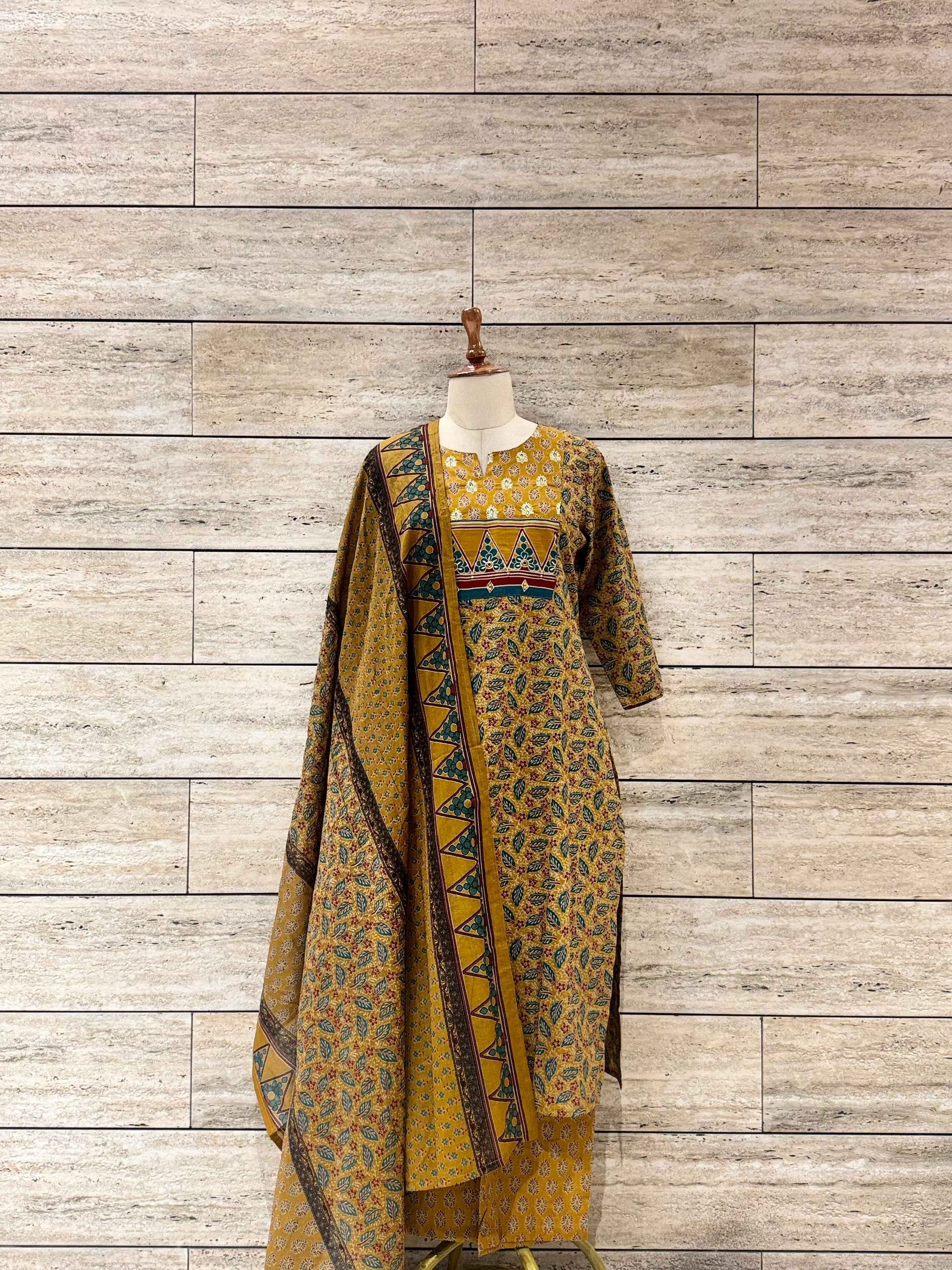 Pure Cotton Three Piece Dupatta Set