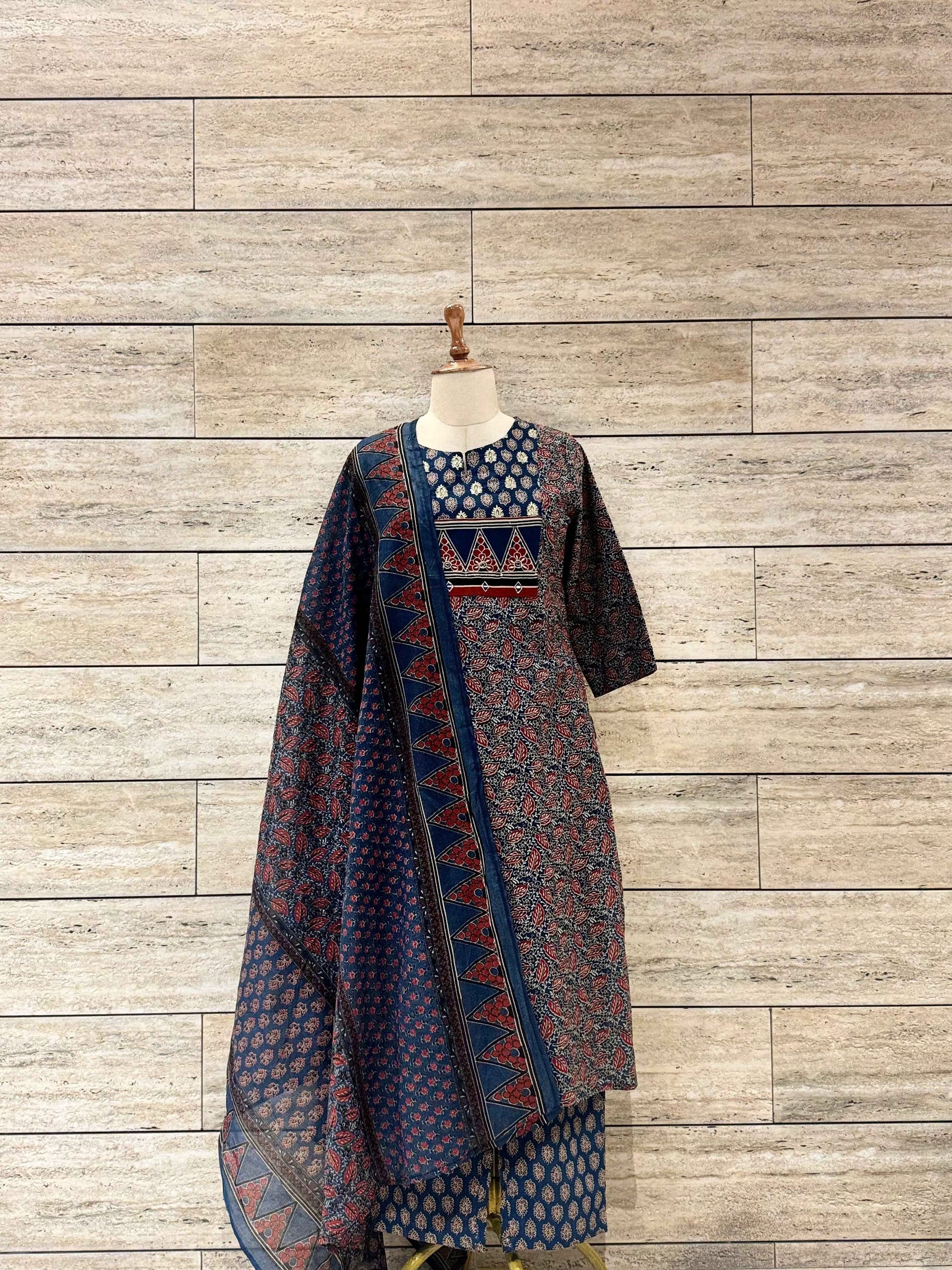 Pure Cotton Three Piece Dupatta Set