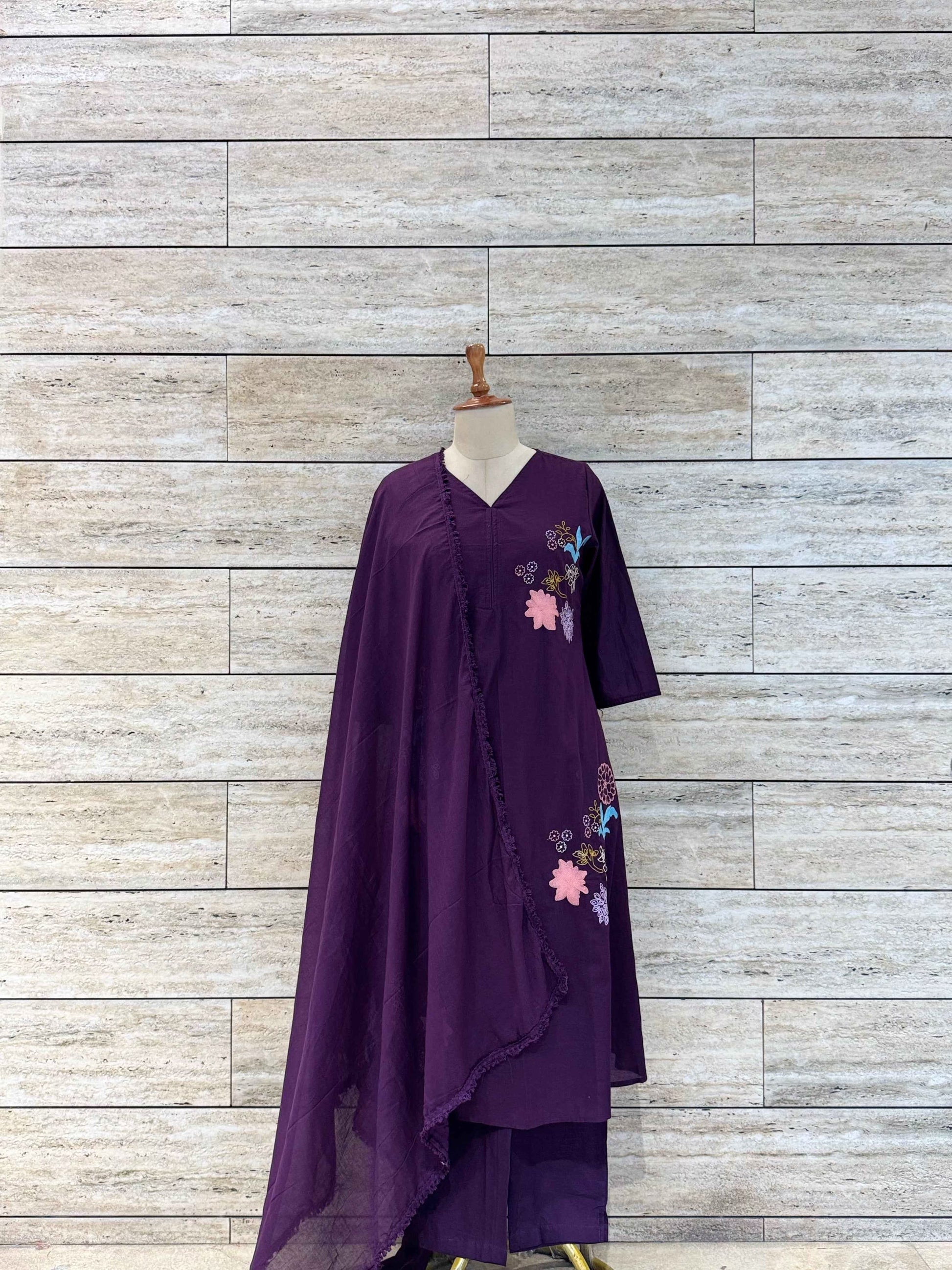Pure Cotton Three Piece Dupatta Set