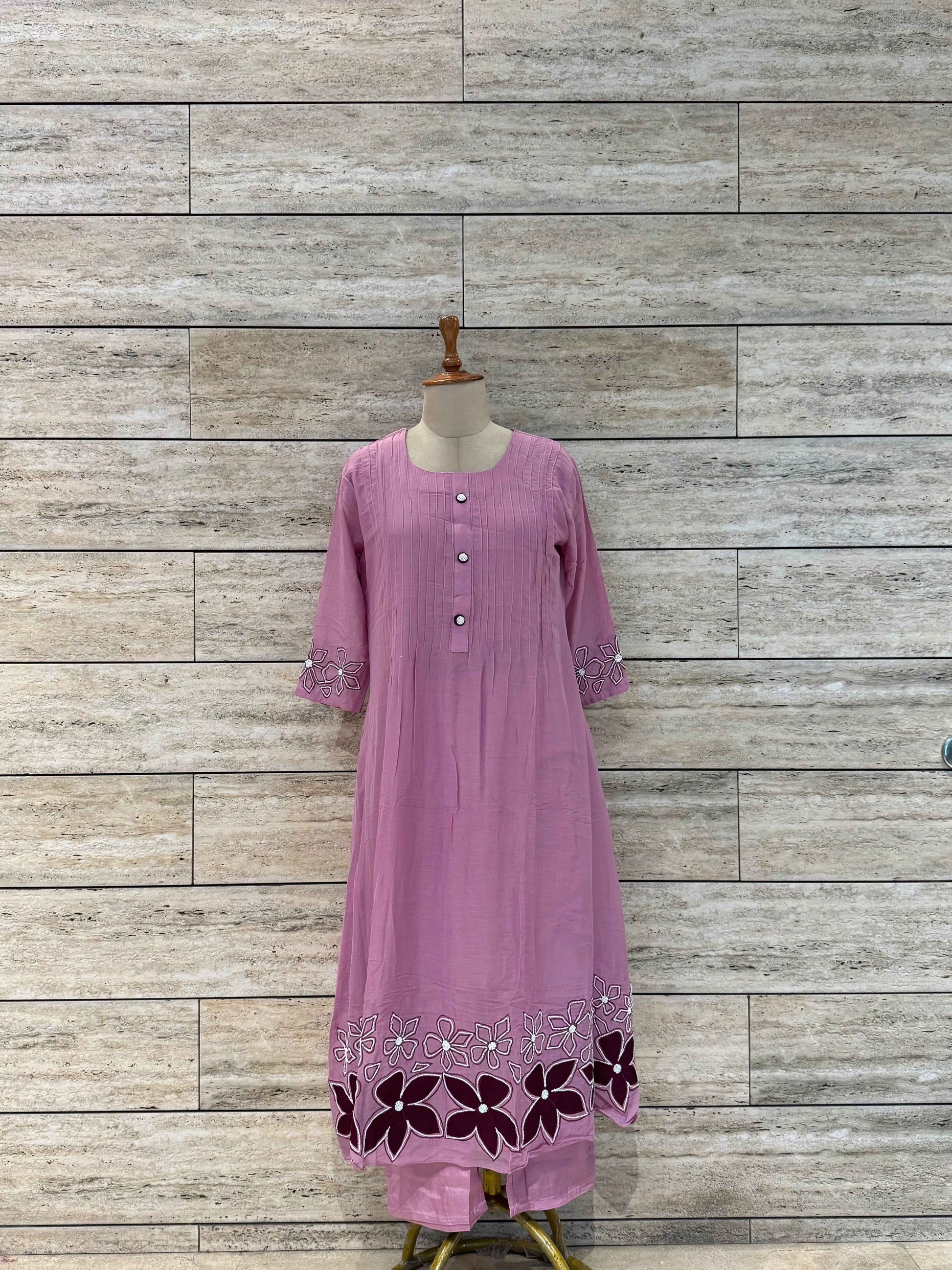 Pure Mul Chanderi A Line Dupatta Set With Embroidery