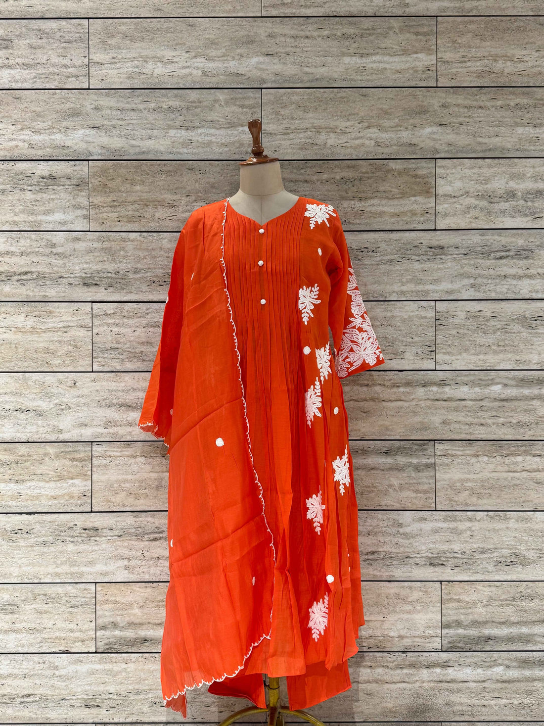 Pure Mul Chanderi A Line Dupatta Set