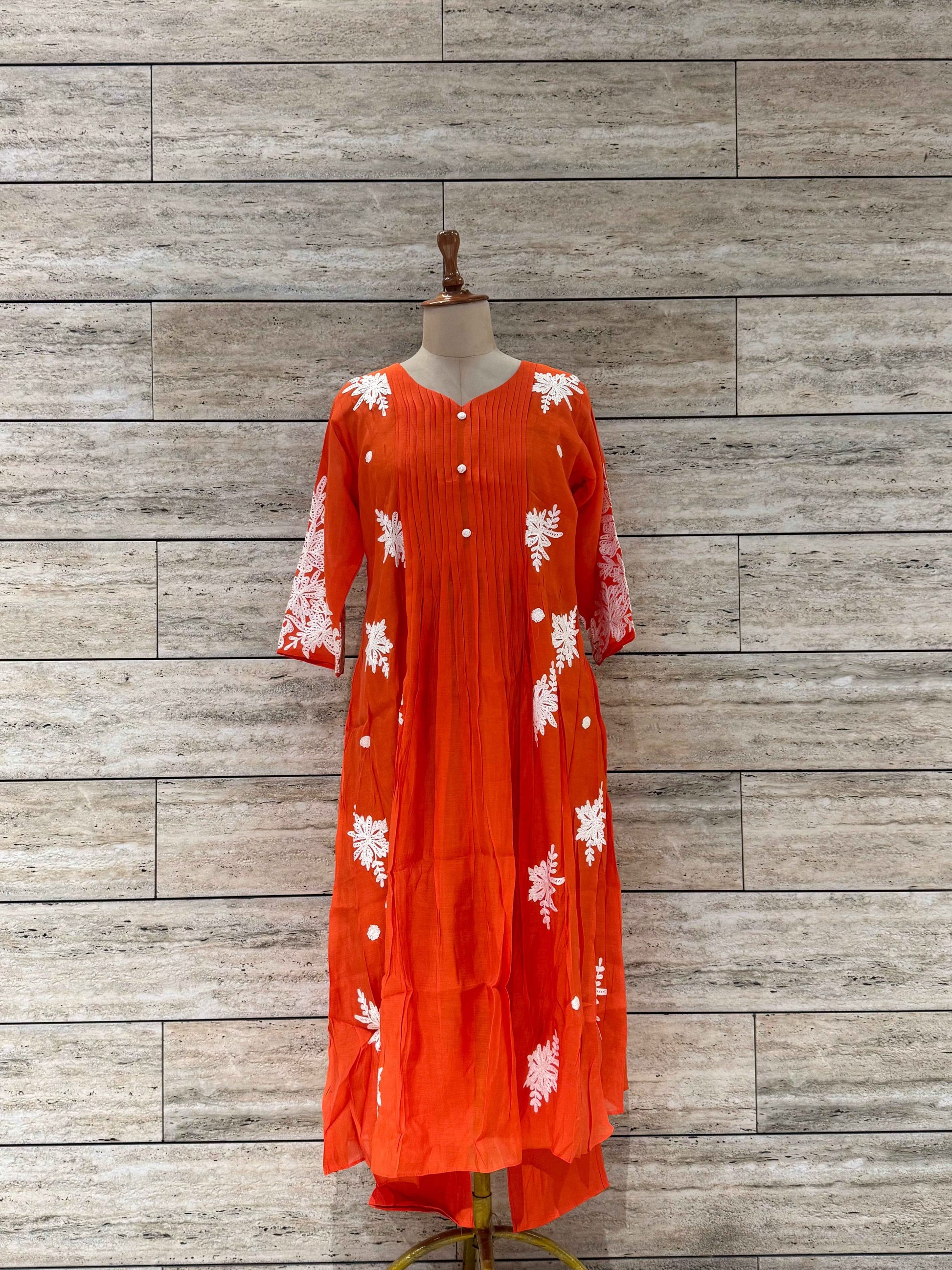 Pure Mul Chanderi A Line Dupatta Set