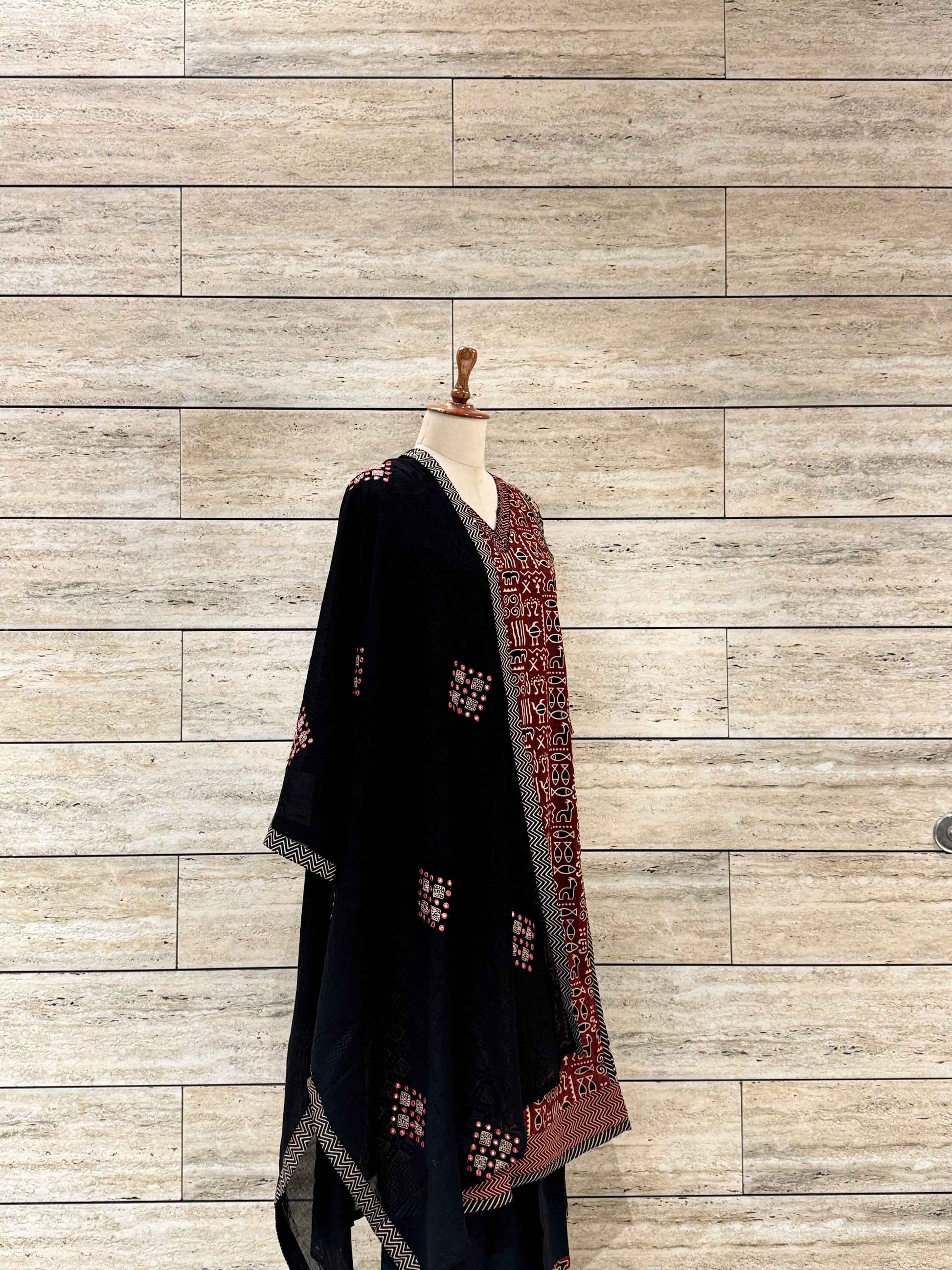 Pure Cotton Ajrakh Print Straight Dupatta Set