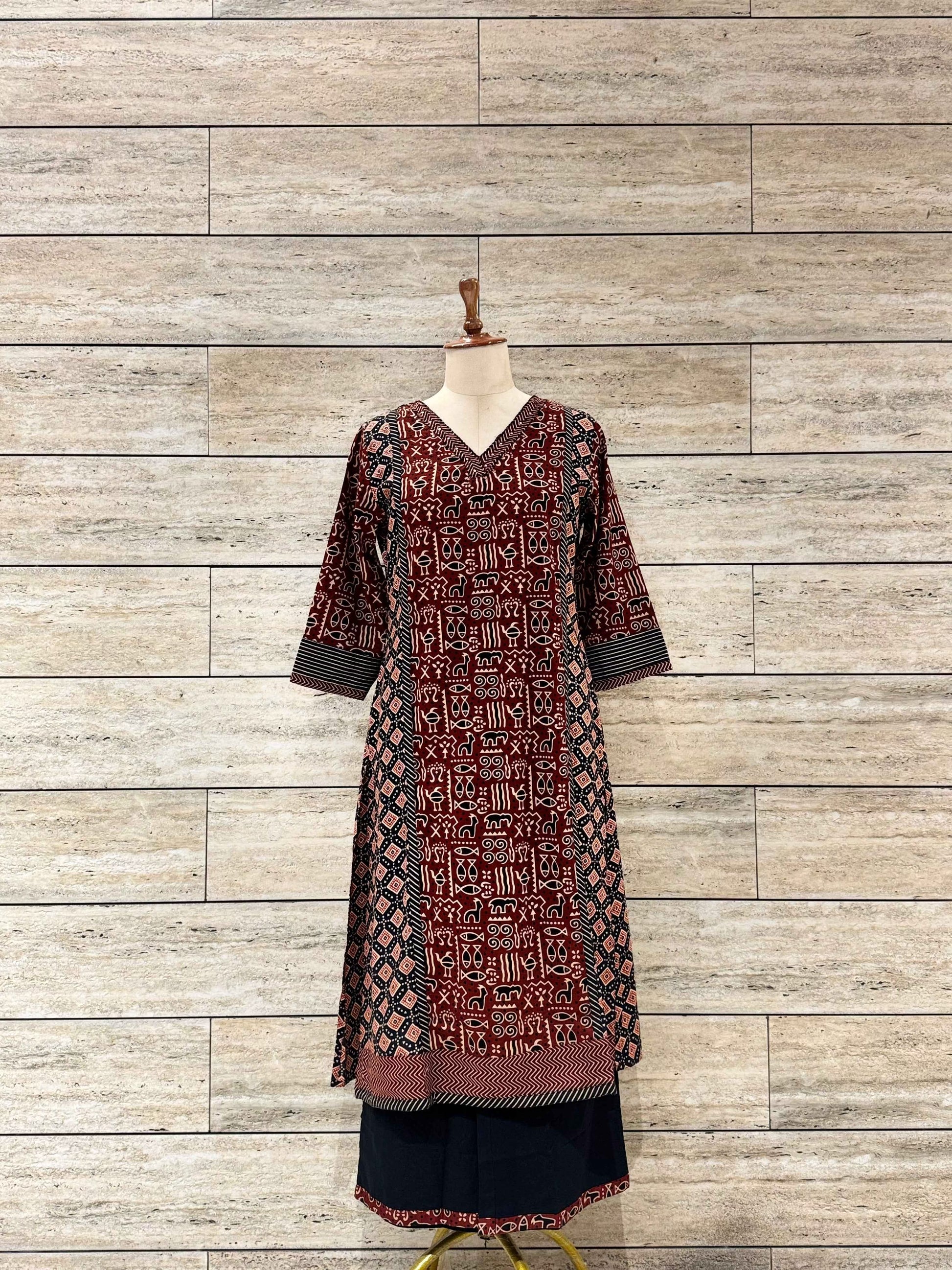 Pure Cotton Ajrakh Print Straight Dupatta Set