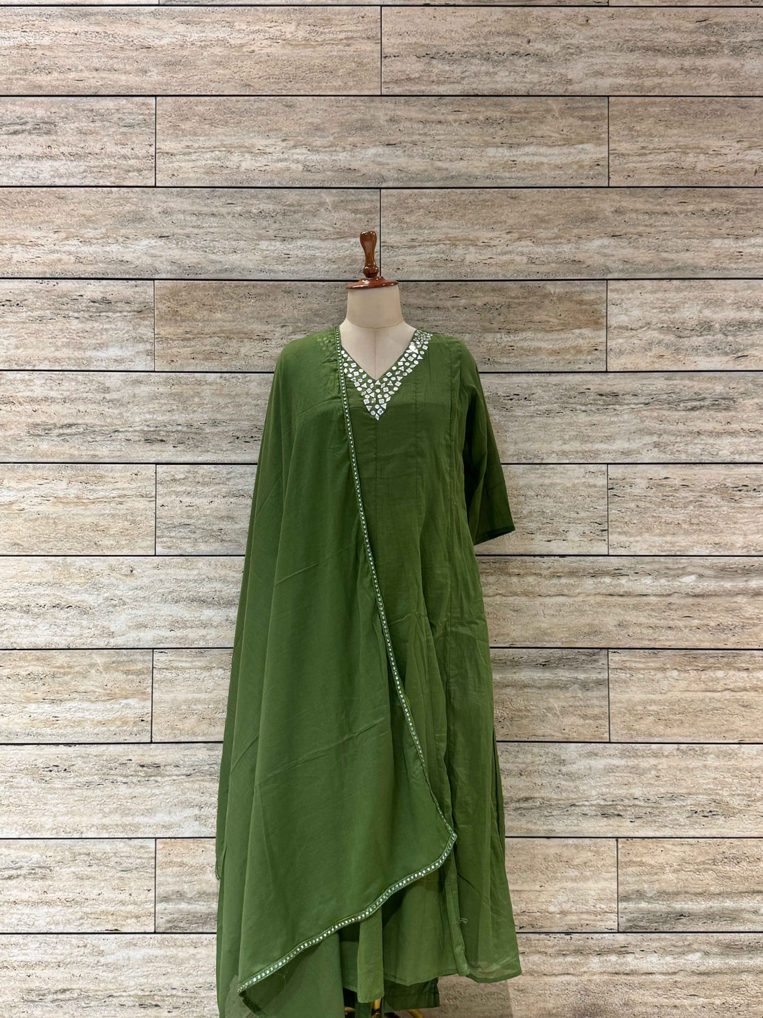 Pure Mul Cotton Three Piece Anarkali Dupatta Set