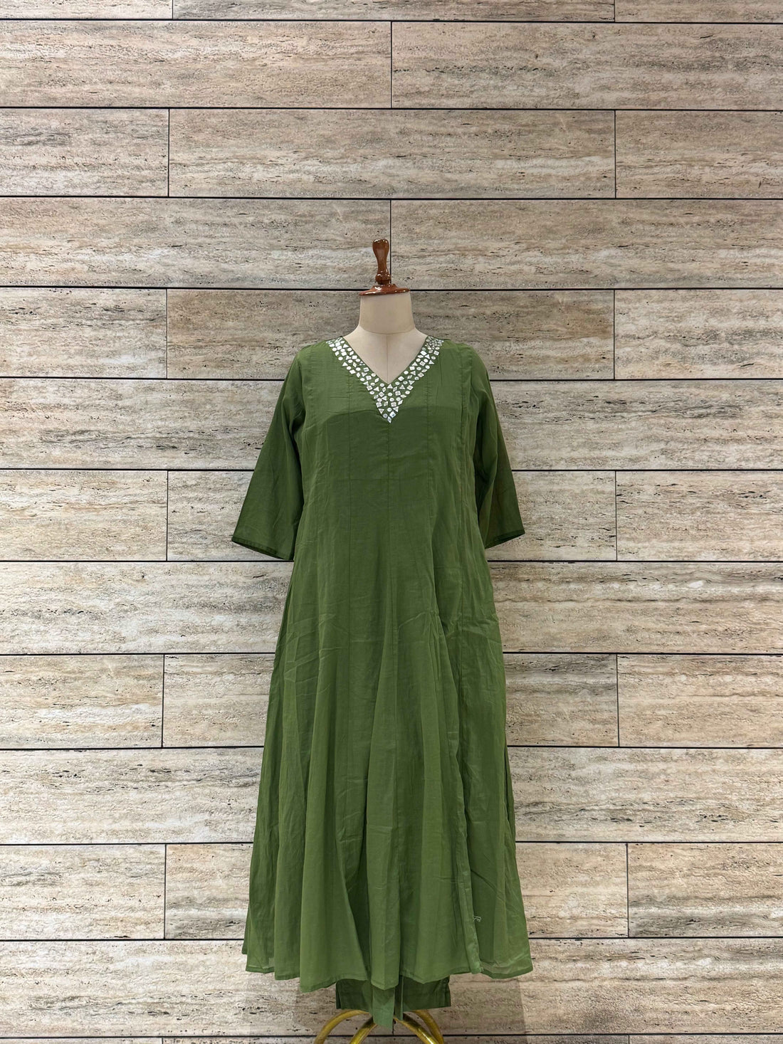 Pure Mul Cotton Three Piece Anarkali Dupatta Set