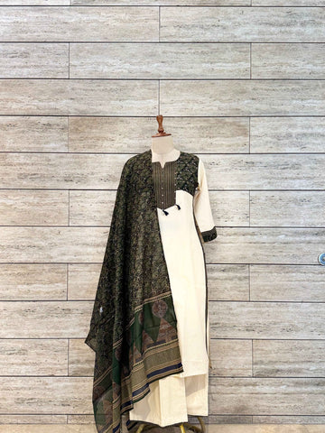 Pure Cotton Straight Dupatta Set With Plazzo