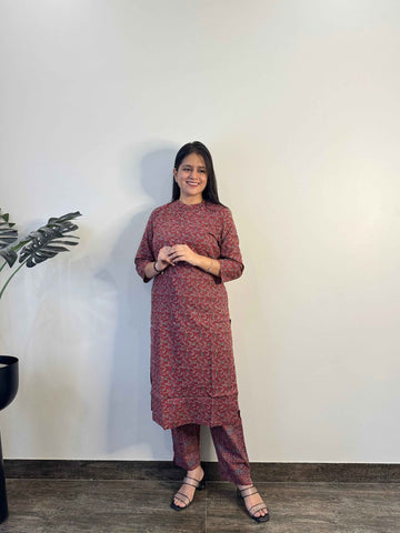 Pure Cotton Floral Print Two Piece Pant Set