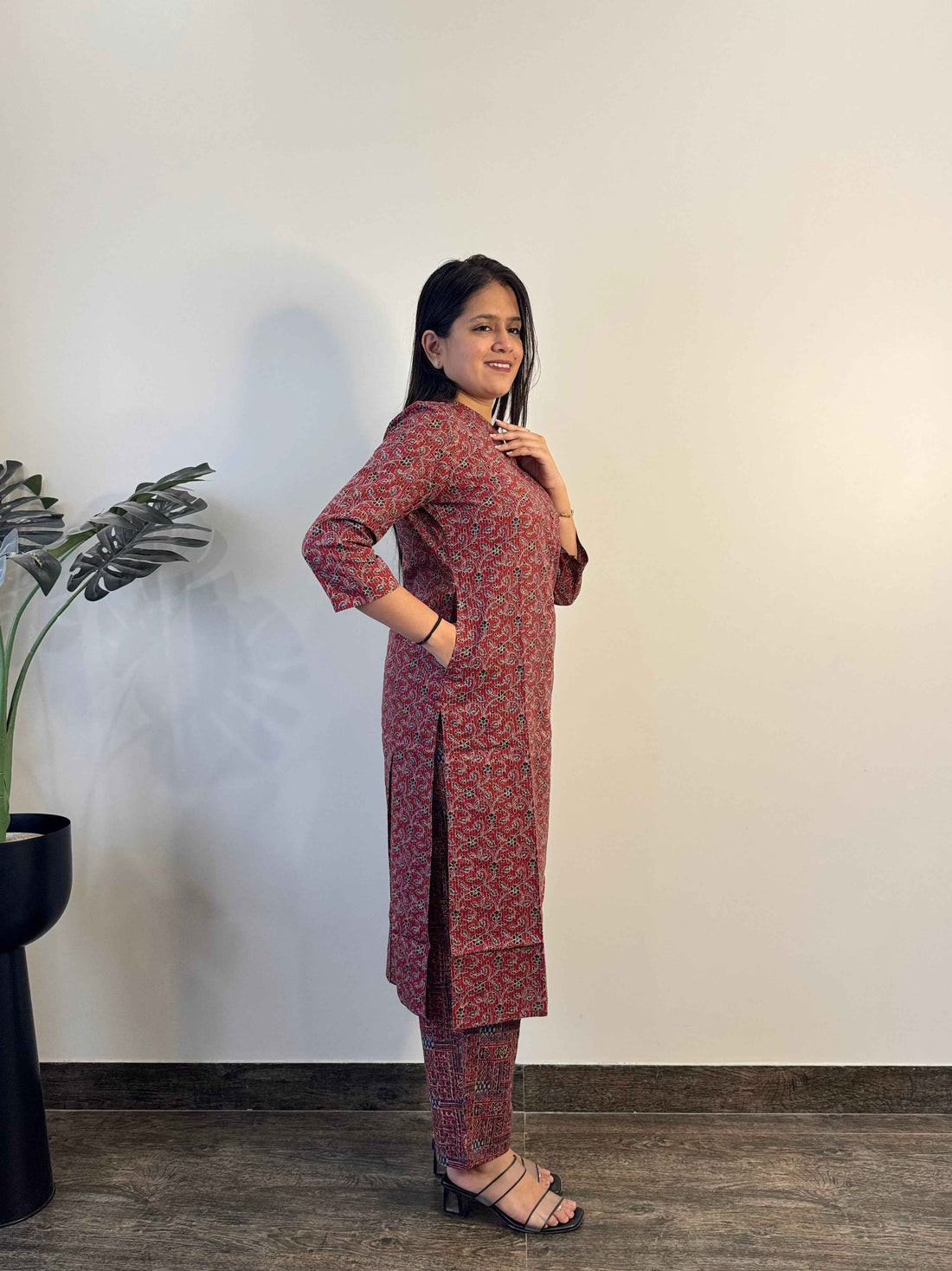 Pure Cotton Floral Print Two Piece Pant Set