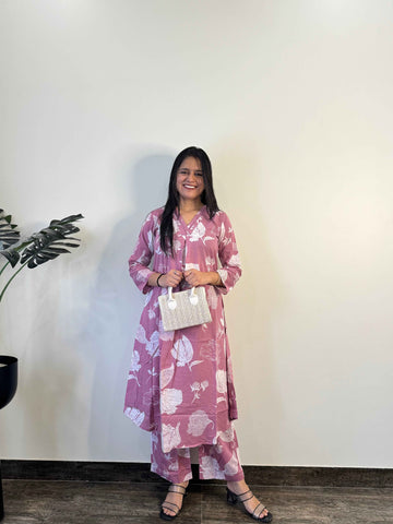 Pure Cotton A Line Two Piece Pant Set