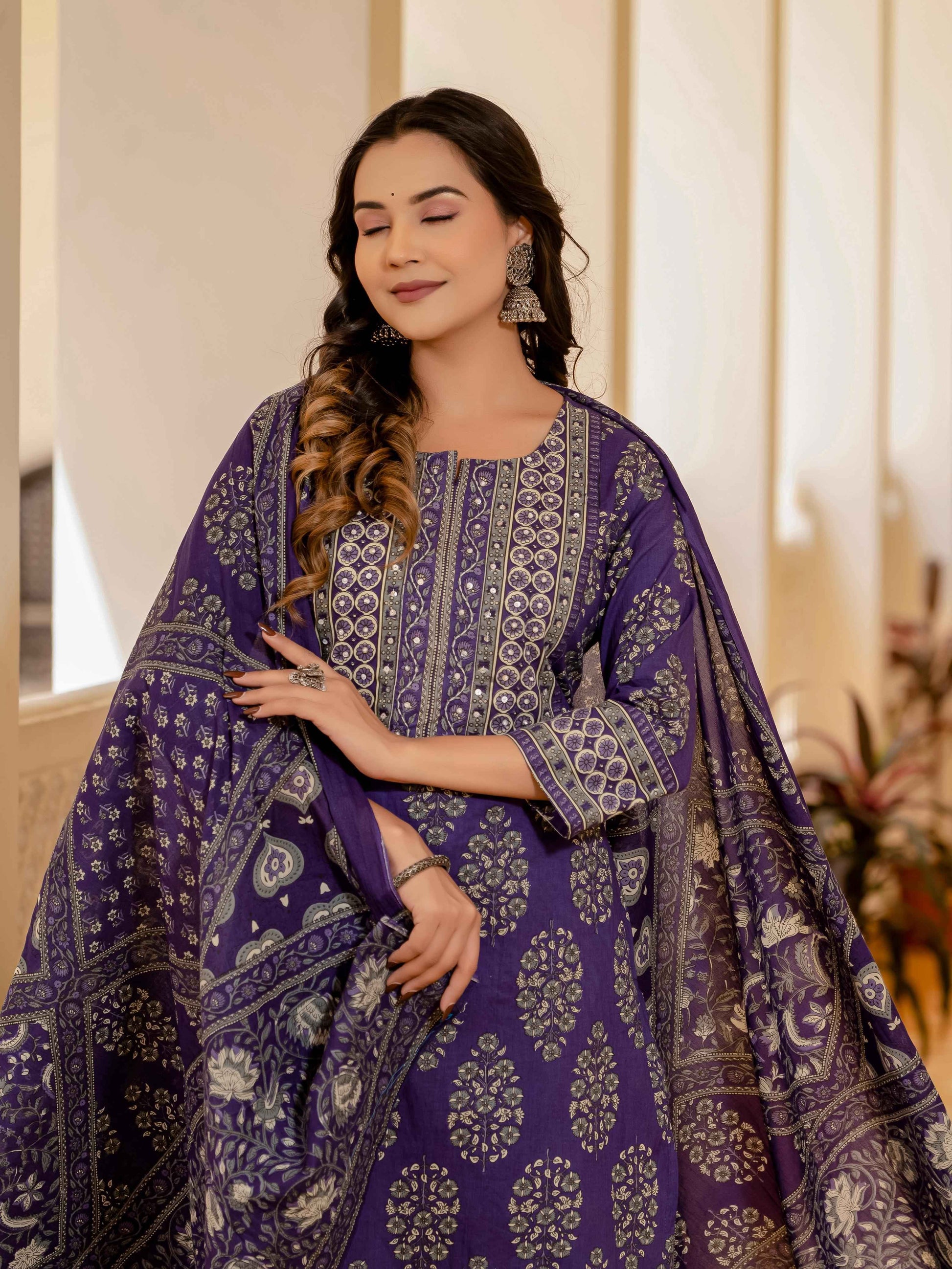 Handblock Pure Cotton Dupatta Set - CS051