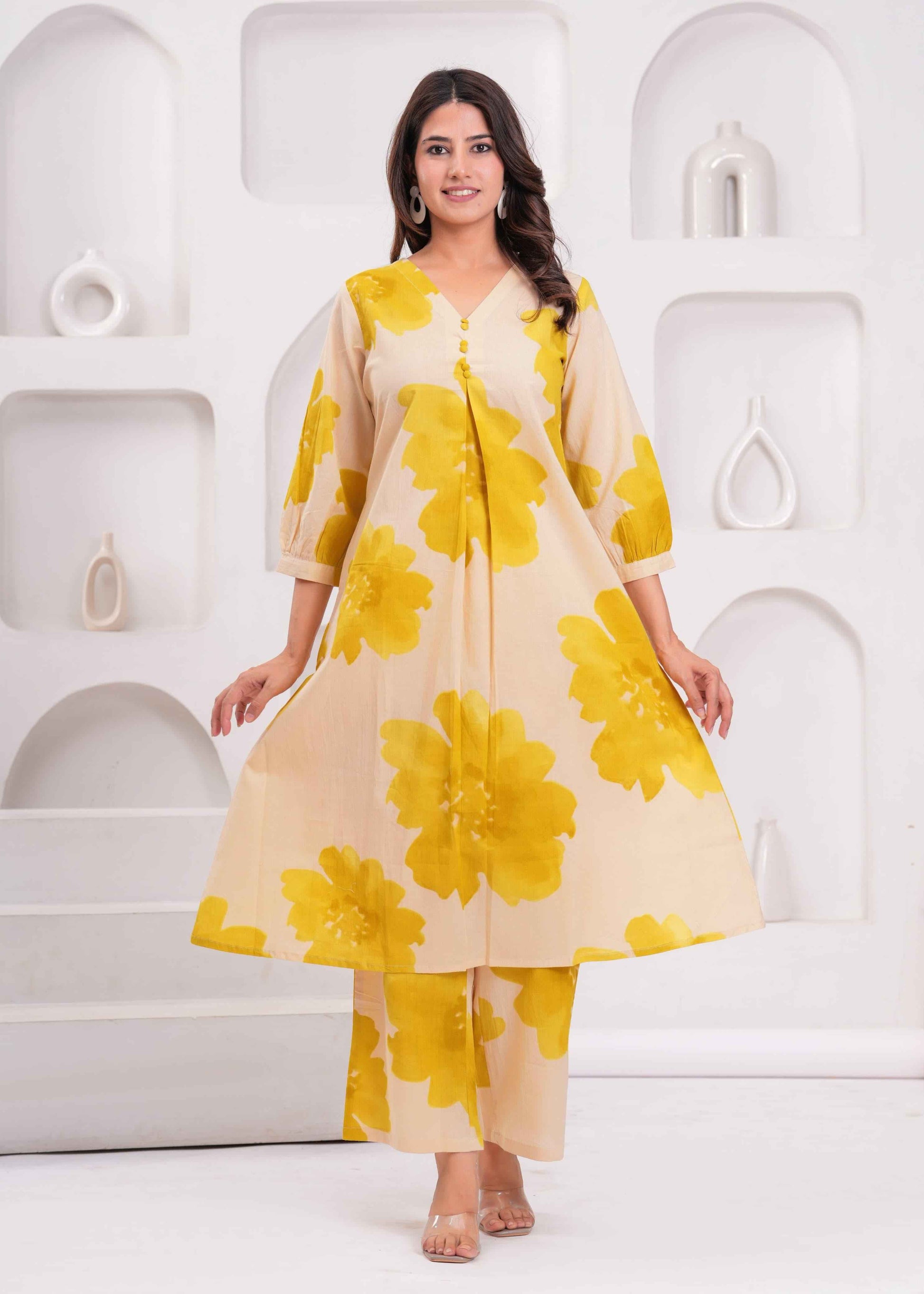 Floral Print Cotton Pant Set - PS036