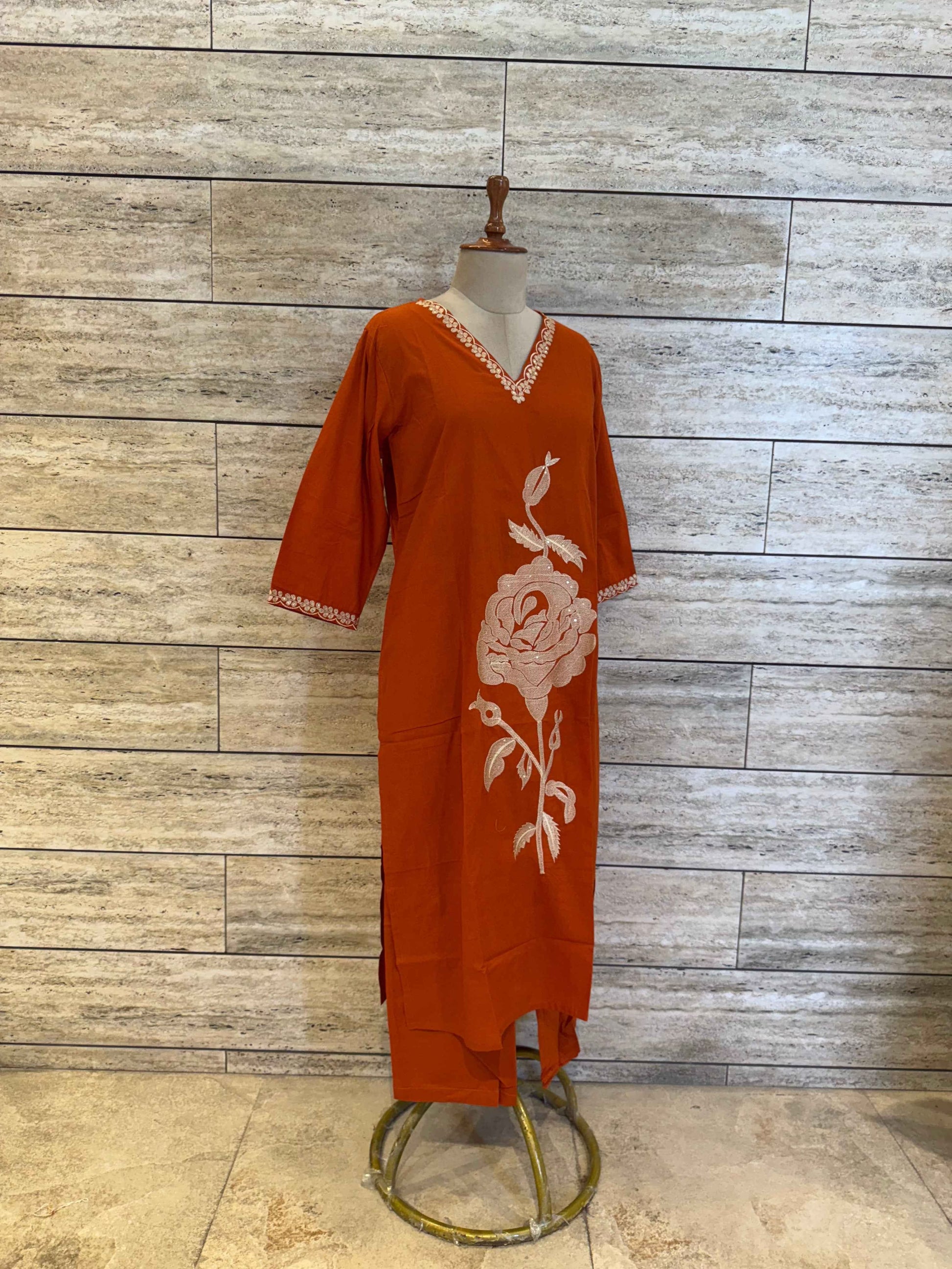 Pure Cotton With Embroidery Dupatta Set Plus Size