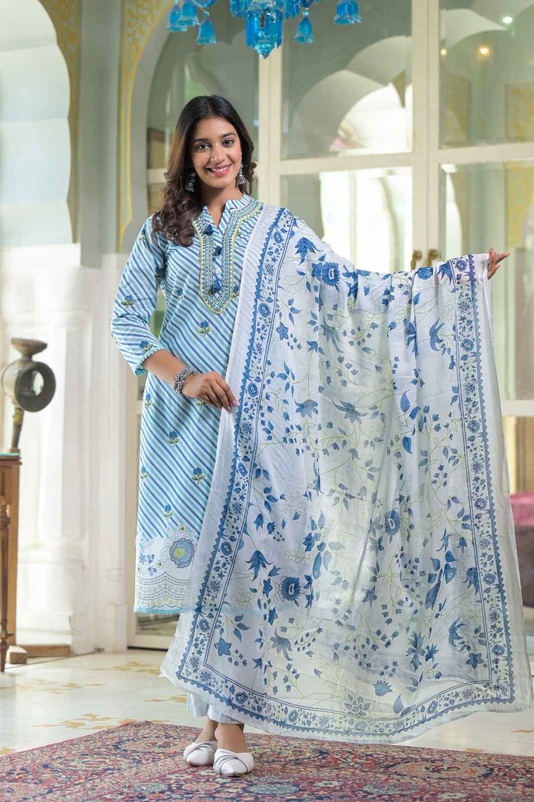 Digital print pure Cotton dupatta set - CS057