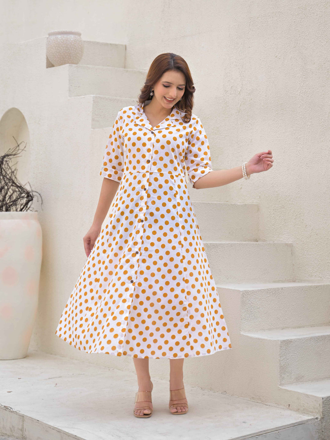 Pure Cotton One Piece Midde Dress