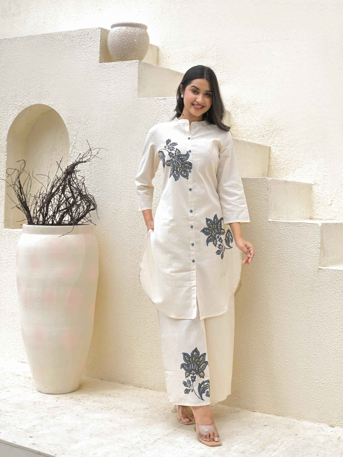 Cotton Flex White Base Co Ord Set