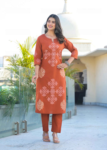 Hand block pure Cotton suit
