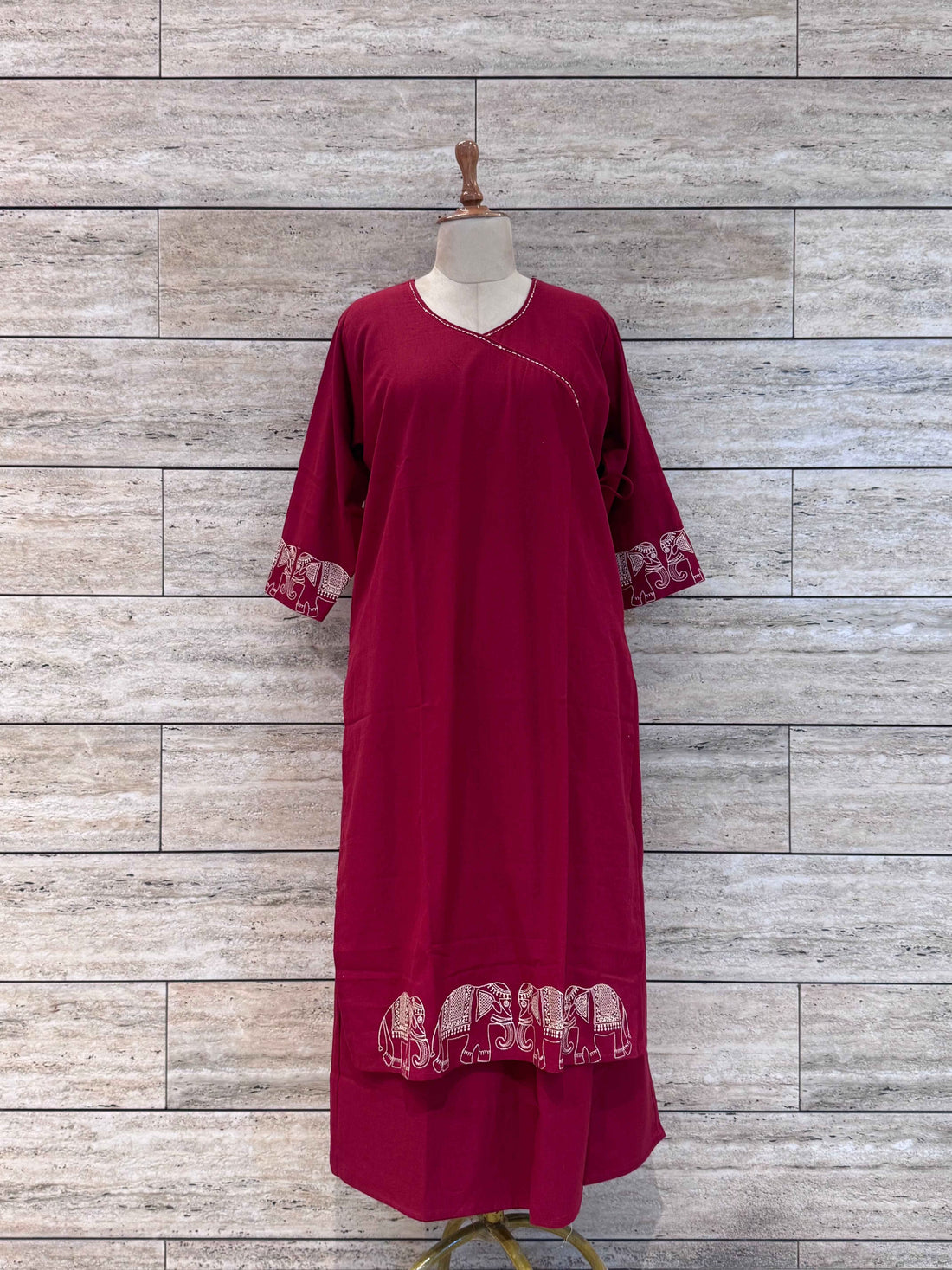 Cotton Flex Two Piece Embroidered Pant Set