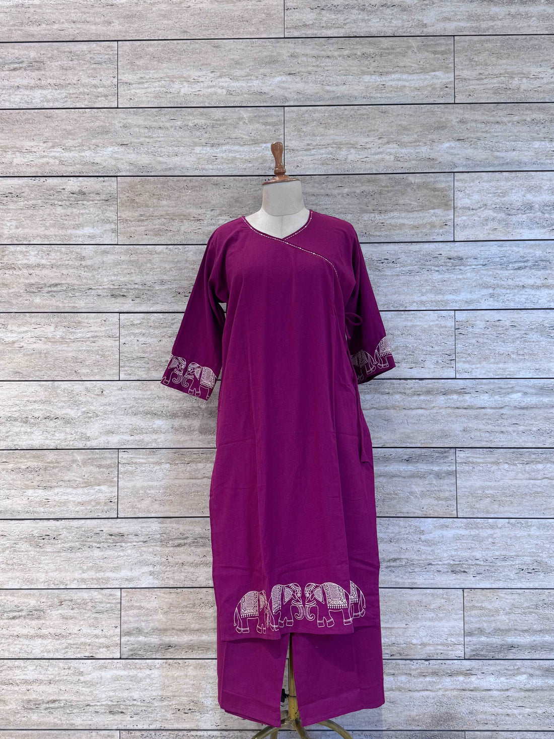 Cotton Flex Two Piece Embroidered Pant Set