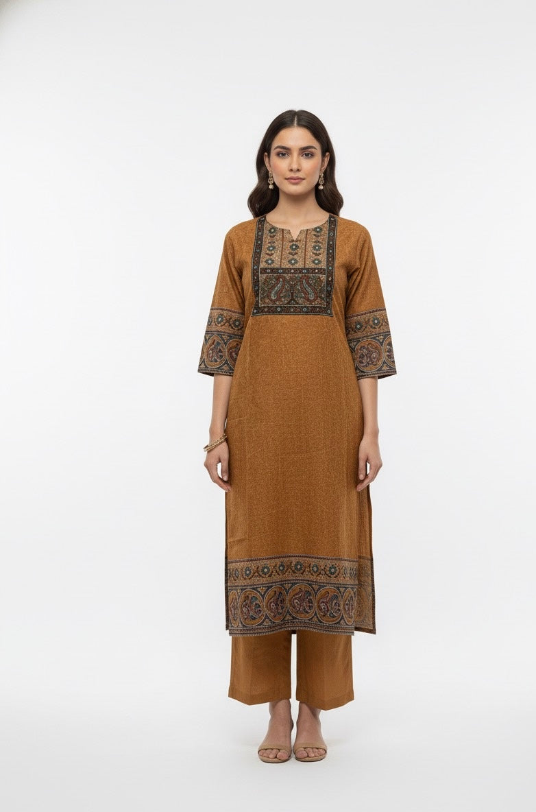 Ajrakh Print Pure Cotton Self Print Suit. CS010