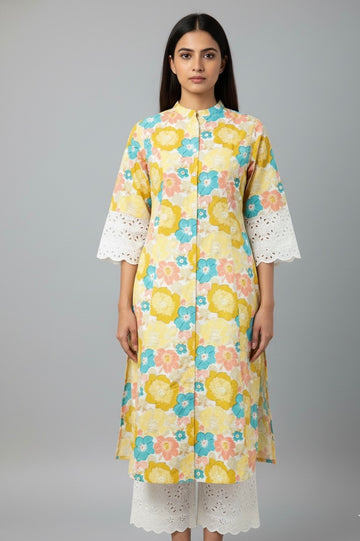 Floral Print Pure Cotton Two Piece Pant Set  FL066