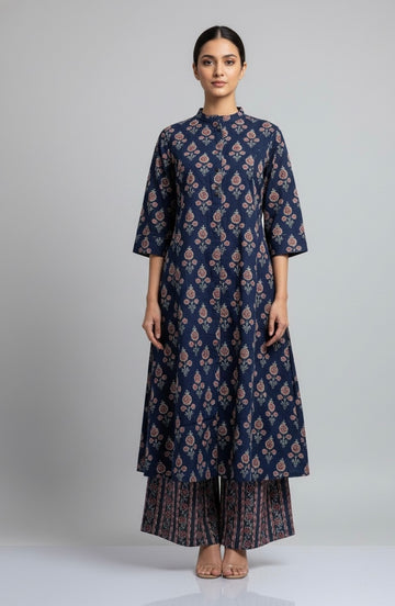 Floral Print Pure Cotton Apple Cut Pant Set  FL064