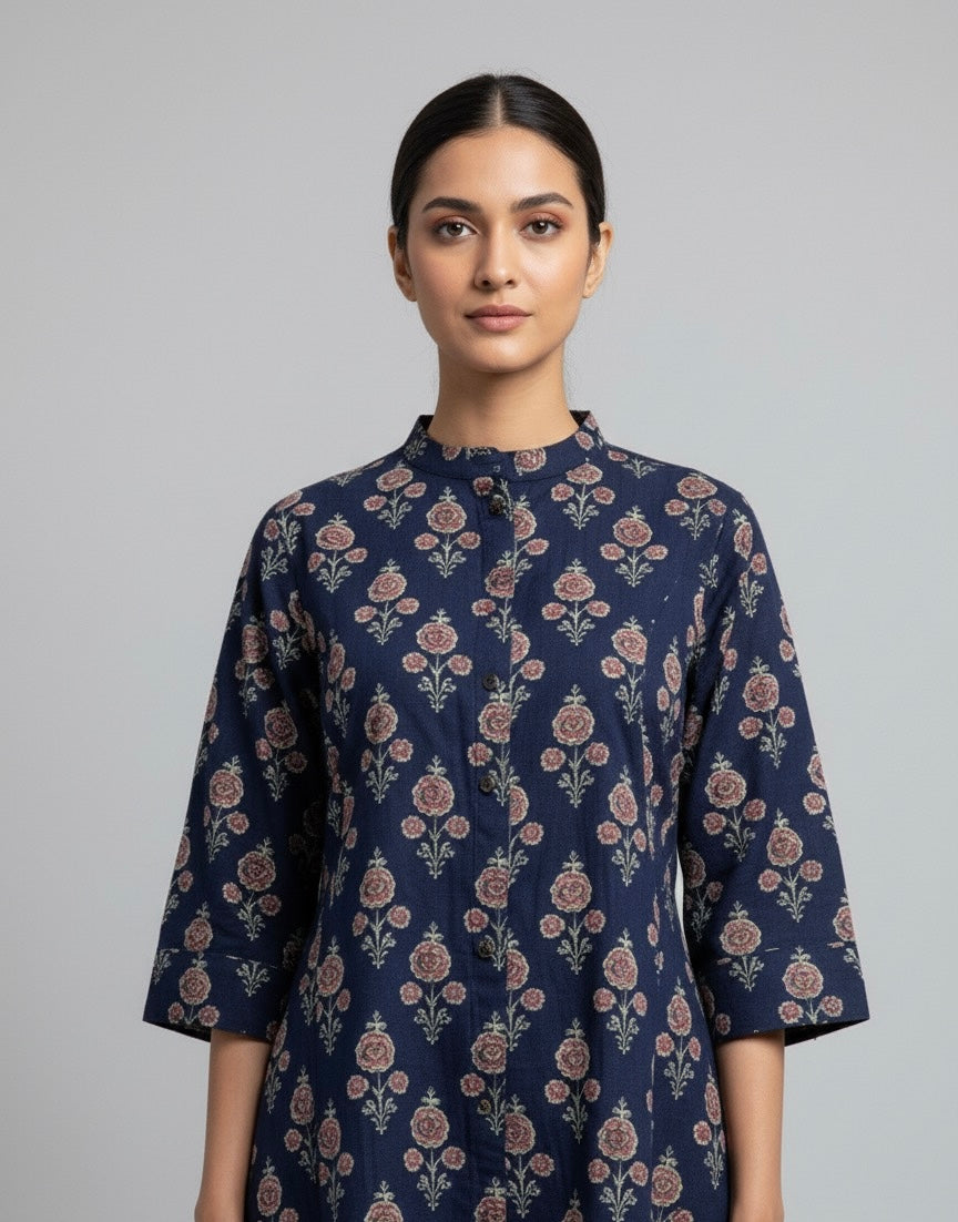 Floral Print Pure Cotton Apple Cut Pant Set  FL064