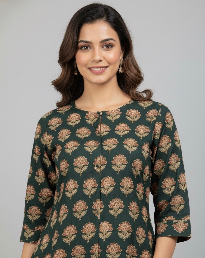 Floral Print Two Piece Pure Cotton Pant Set  FL060