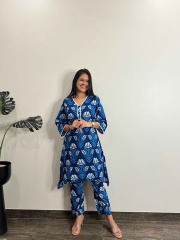 Pure Cotton Floral Print Two Piece Co Ord Set COS014