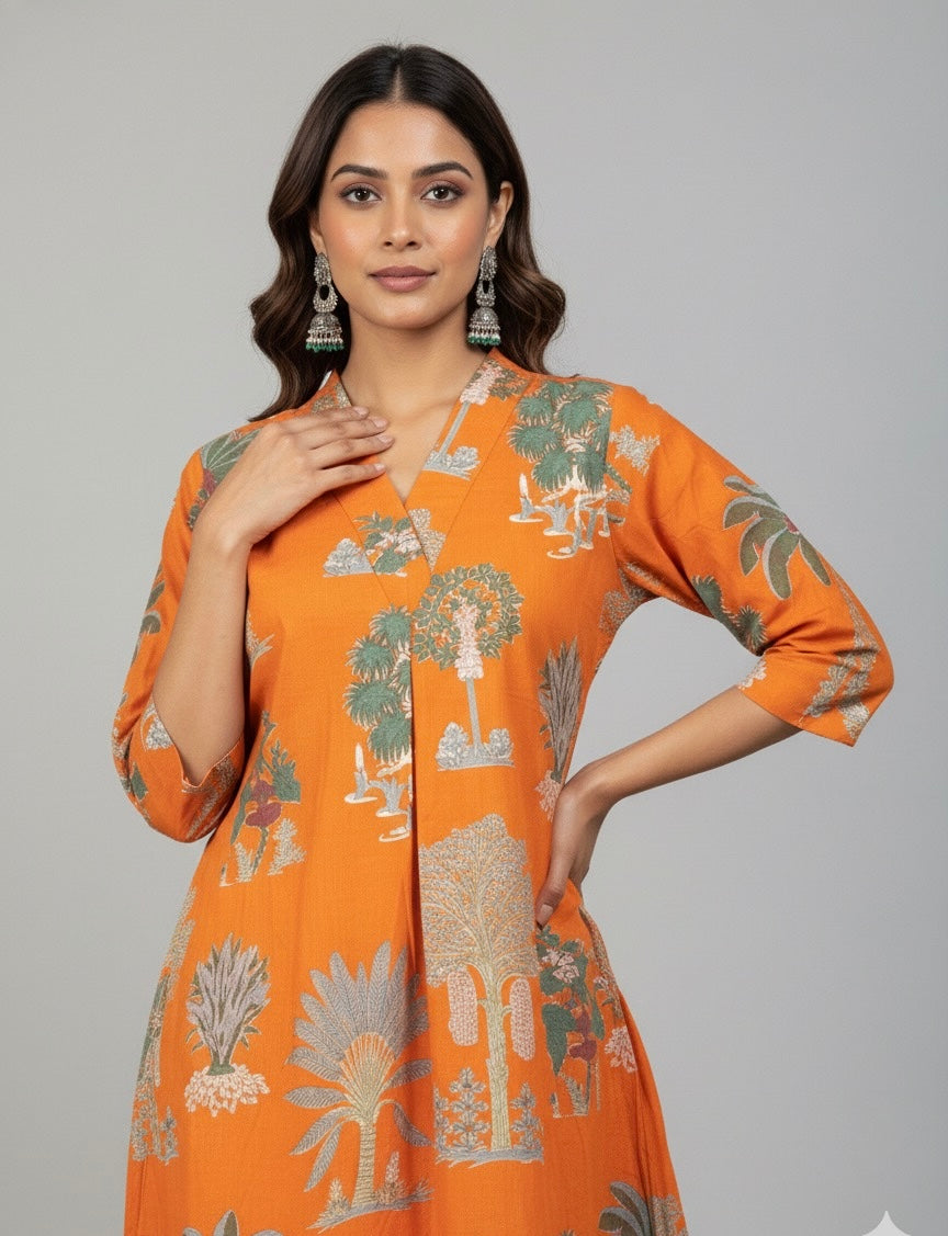 Floral Print Princess Cut Pant Set PS001