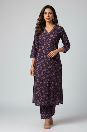 Floral print Cotton Pant Set  FL077