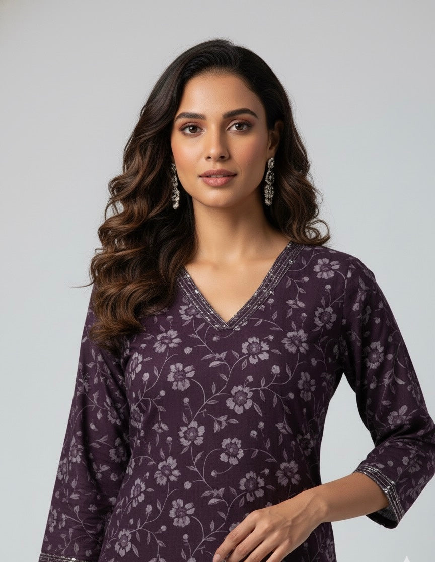 Floral print Cotton Pant Set  FL077