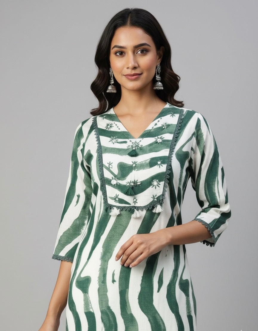 Pure Cotton Lace Work Pant Set FL054