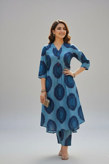 Princess Cut Two Piece Cotton Pant Set   FL094