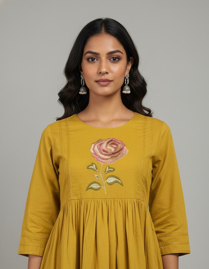 Pure Cotton Two Piece Pant Set With Embroidery  FL0108