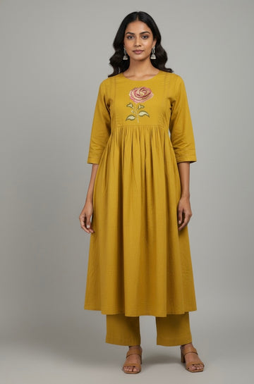 Pure Cotton Two Piece Pant Set With Embroidery  FL0108