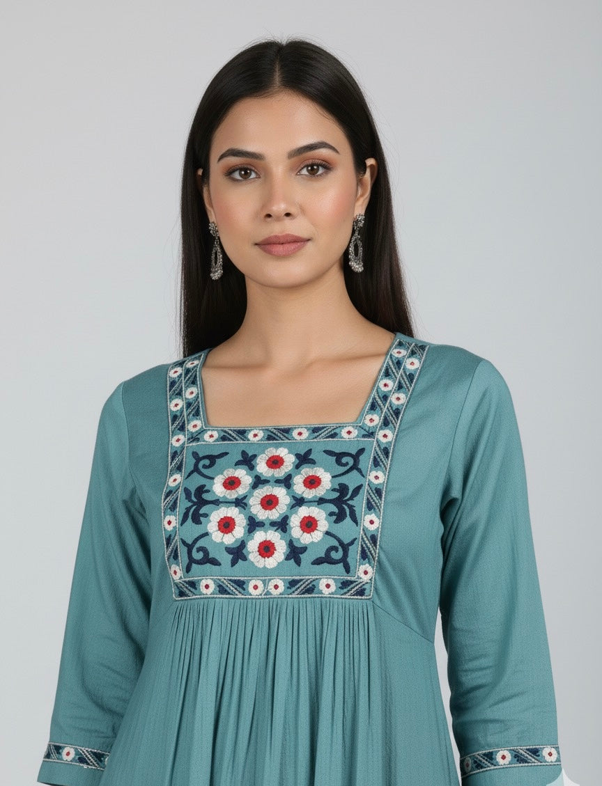 Pure Muslin A Line Two Piece Pant Set MPS008