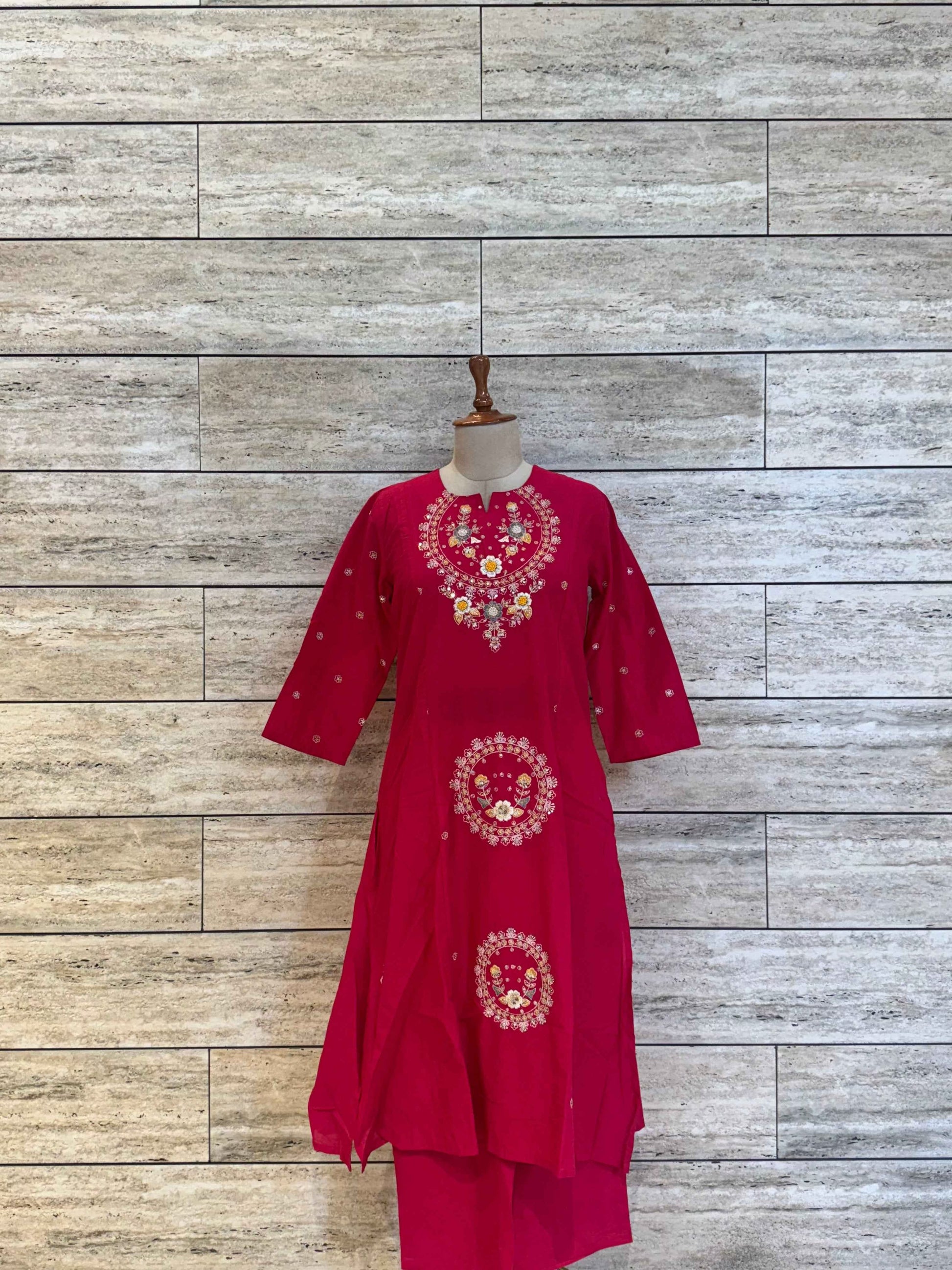 pure mul cotton with embroider dupatta set