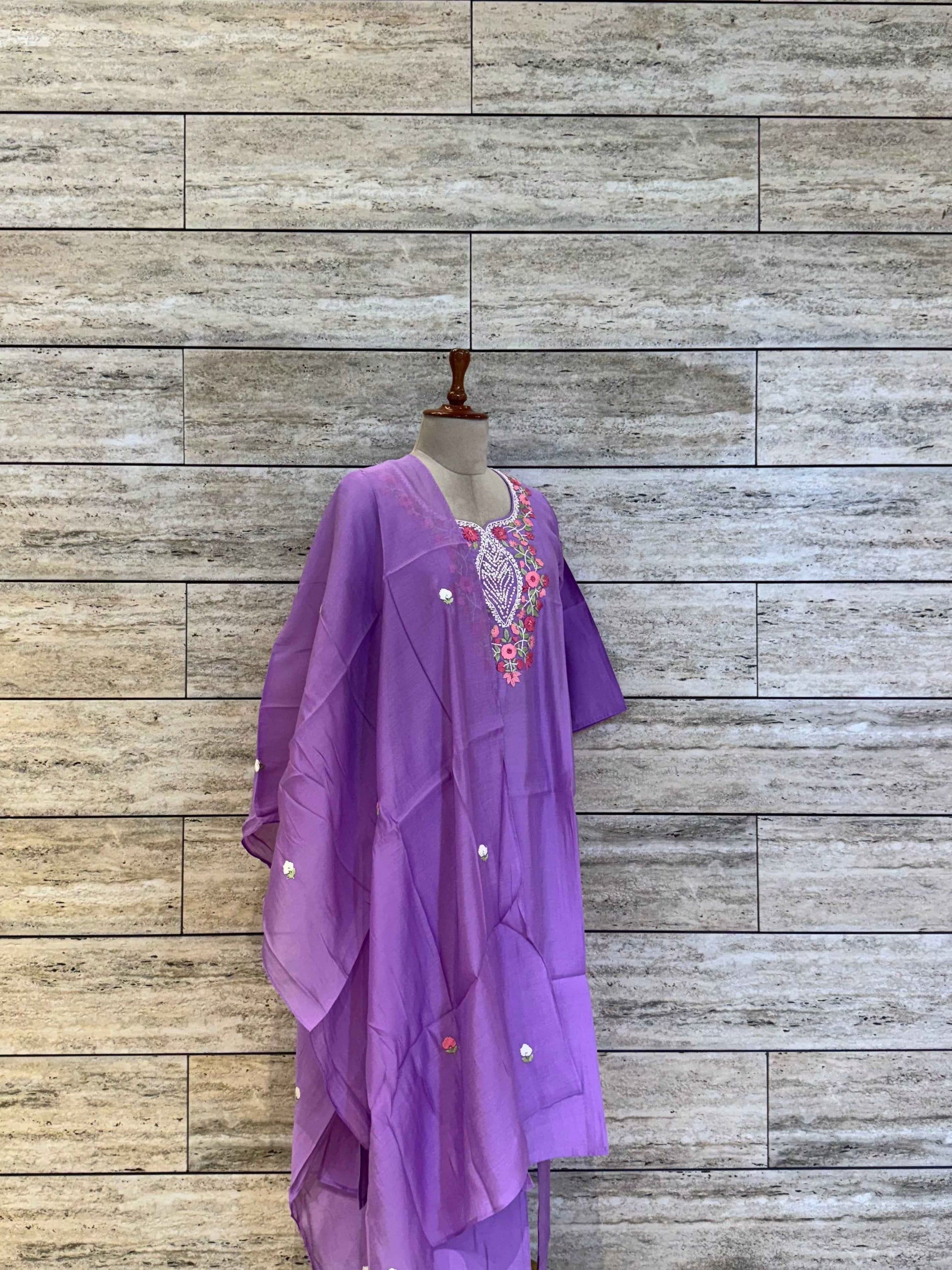 Festive Wear Pure Muslin Dupatta Set With Embroidery MS007