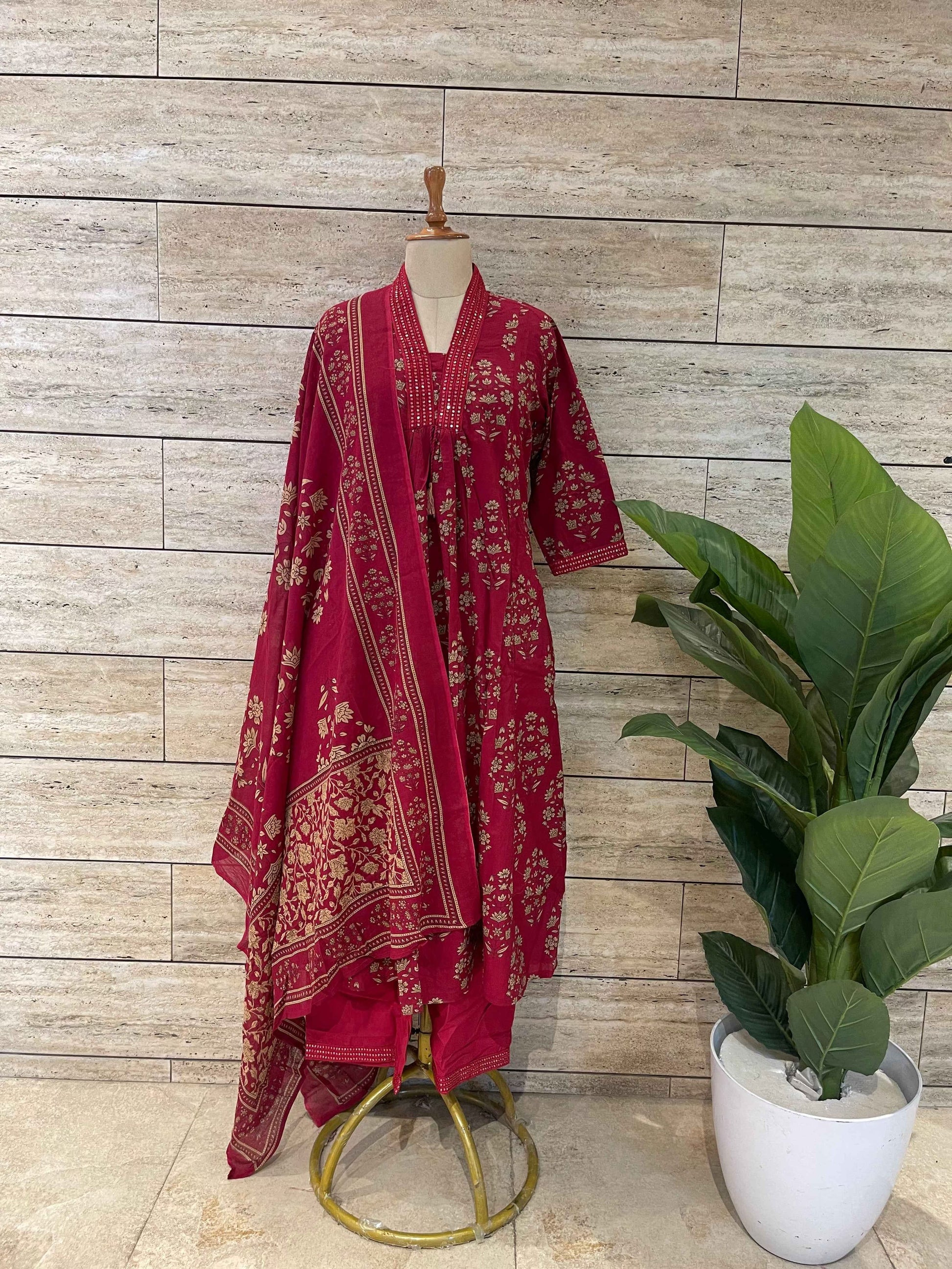 Pure Cotton A Line Dupatta Set