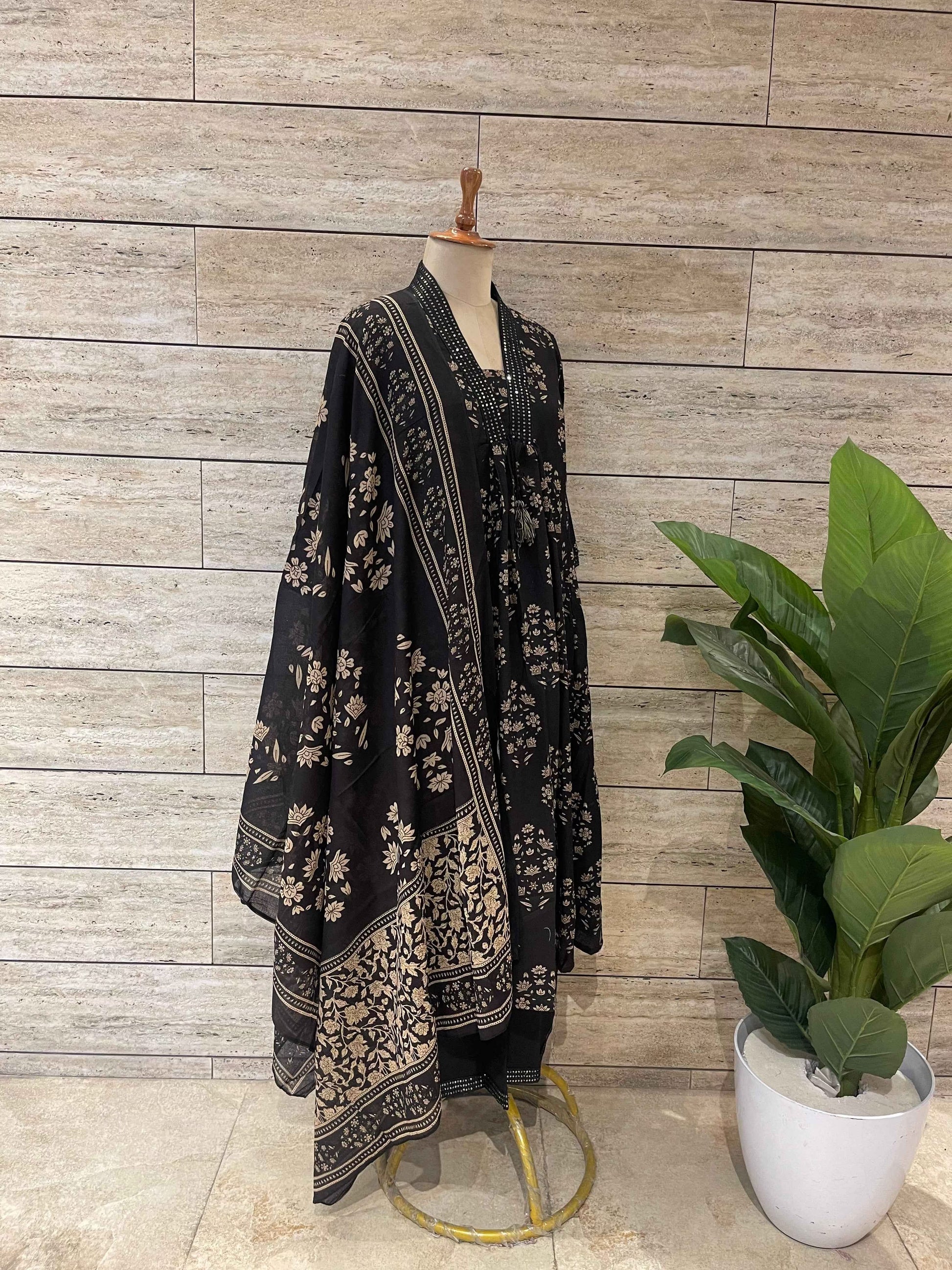 Pure Cotton A Line Dupatta Set