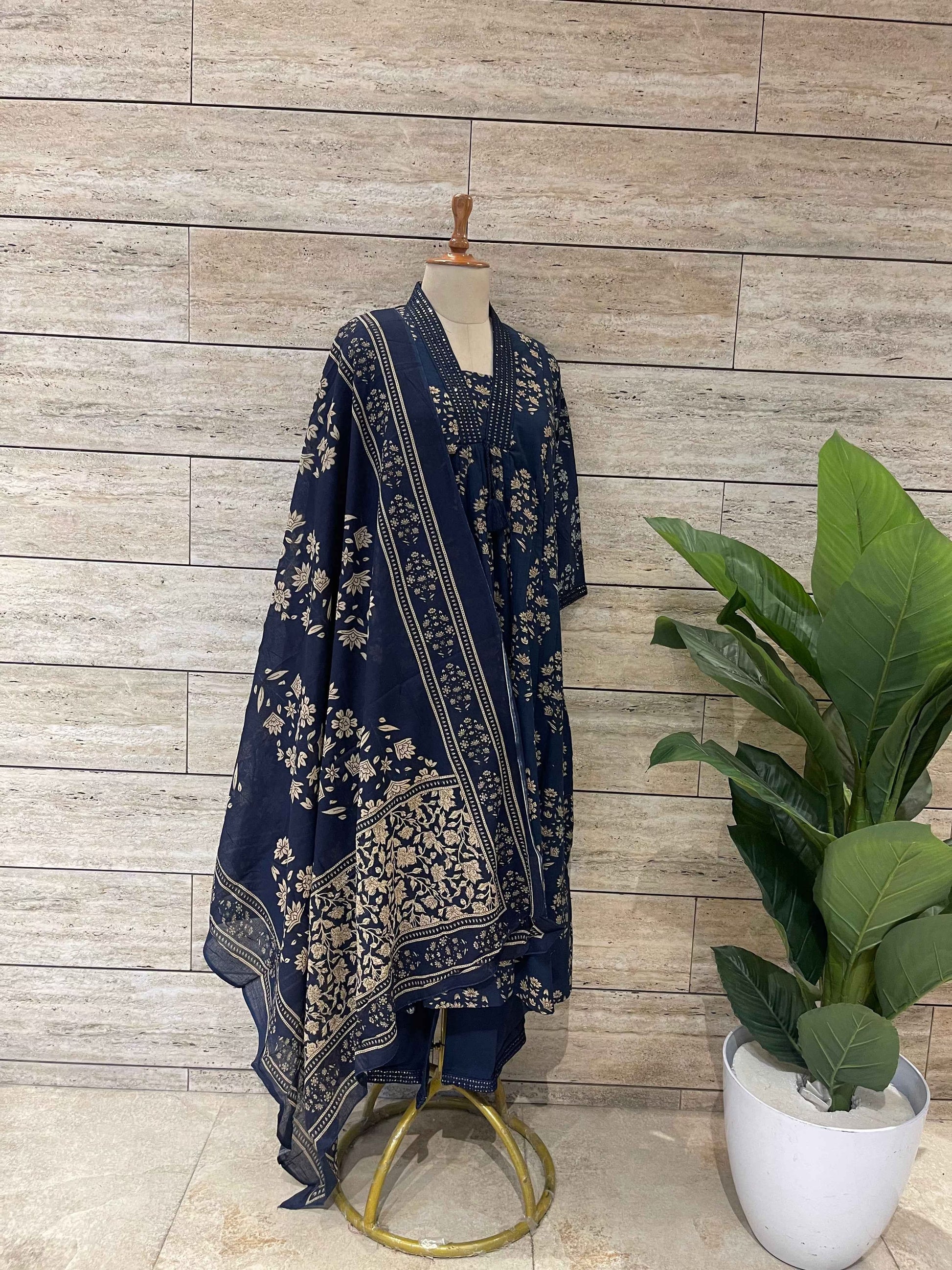 Pure Cotton A Line Dupatta Set