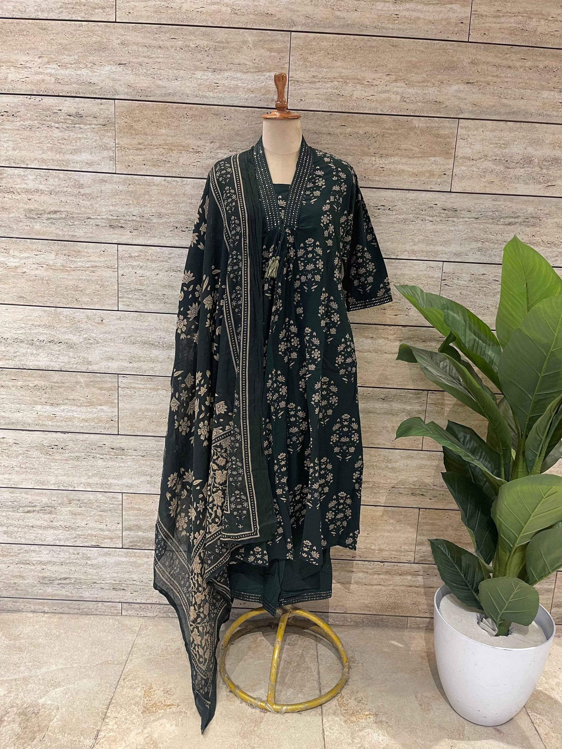 Pure Cotton A Line Dupatta Set